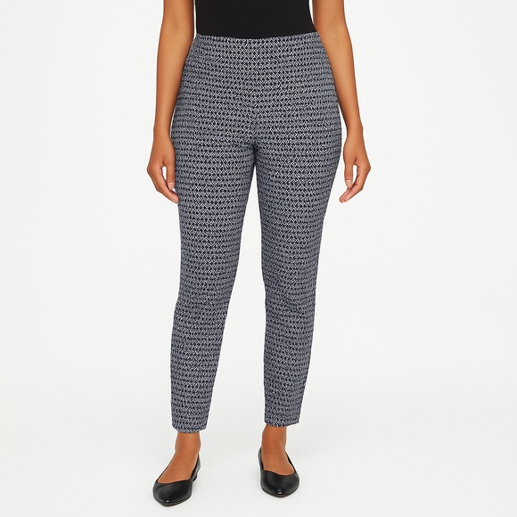 VALERIE STEVENS Navy Geometric Stretch Ankle Pants Size 10 - Picture 1 of 6